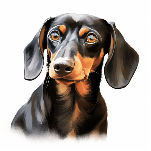 Dachshund illustration in the style of Chiaroscuro Art