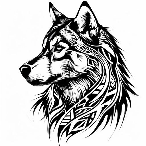 Abstract tribal pattern sketch of a dog for tattoo design