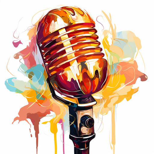 Microphone illustration in the style of oil painting on white background