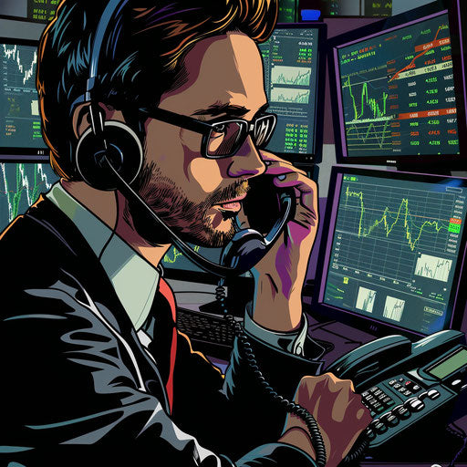 Broker conducting financial deals over the phone