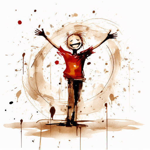Cheerful illustration in the style of Chiaroscuro Art, on white background
