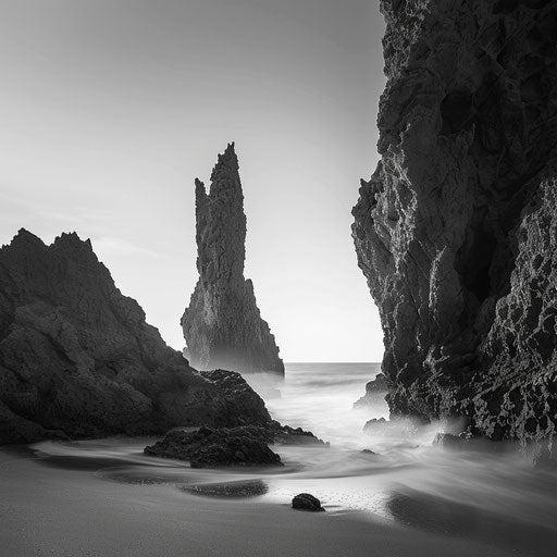 Textures of Rocks in Black and White at Praia da Rocha