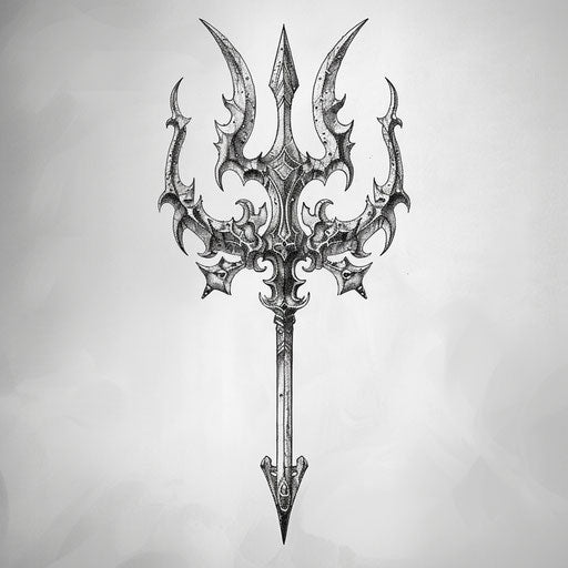 Marine trident tattoo on white background