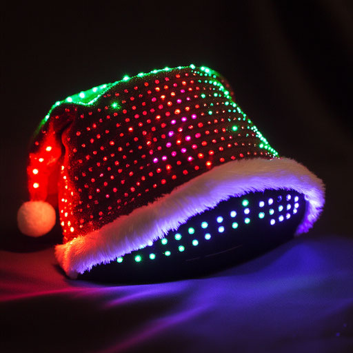 Santa hat with synchronized LED lights