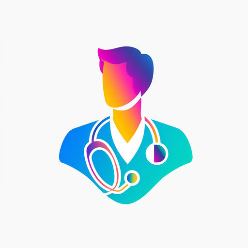 Contemporary doctor logo with abstract elements and a gradient color scheme, on a white background