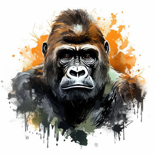 Gorilla illustration in the style of Oil painting, on white background