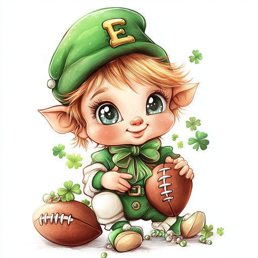 St. Patrick's Day-themed baby leprechaun with football clipart