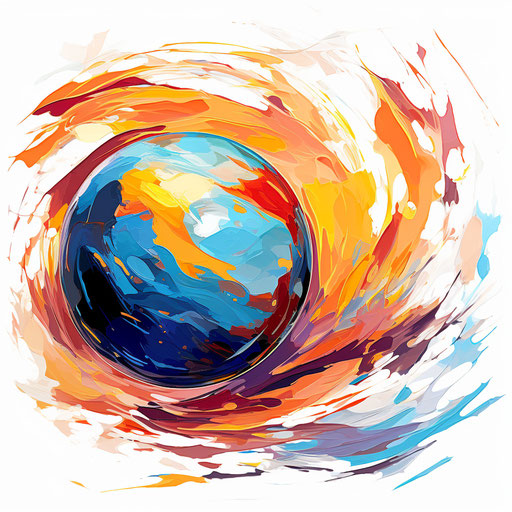 Ball in Impressionistic Art style, on white background