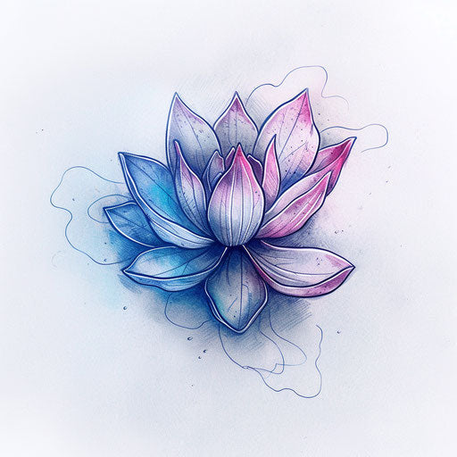 Digital drawing of a tiny lotus flower tattoo