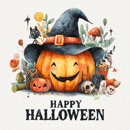 Cheerful Halloween Illustration with Smiling Jack-o'-Lantern