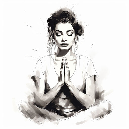 Namaste clipart in the style of Chiaroscuro Art, on white background