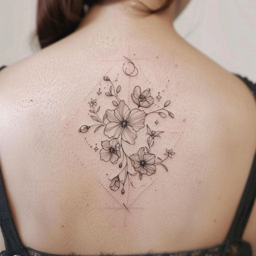 Elegant sketch of a constellation with delicate floral embellishments