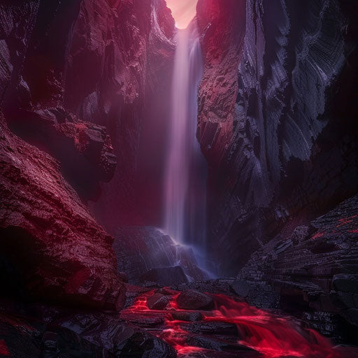 Ruby Falls with powerful flow and moody ambiance