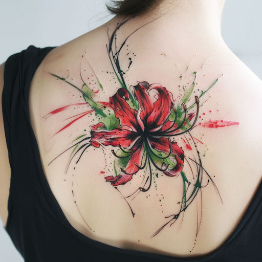 Watercolor spider lily tattoo
