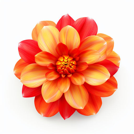 Red and orange flower on white background, high resolution, warmcore style