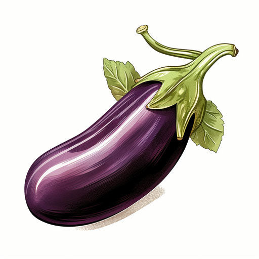 Eggplant clipart in the style of Chiaroscuro Art, on white background