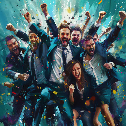 Sales team celebrating record-breaking quarter