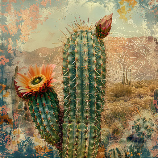 Patterns and textures of a cactus in a desert landscape
