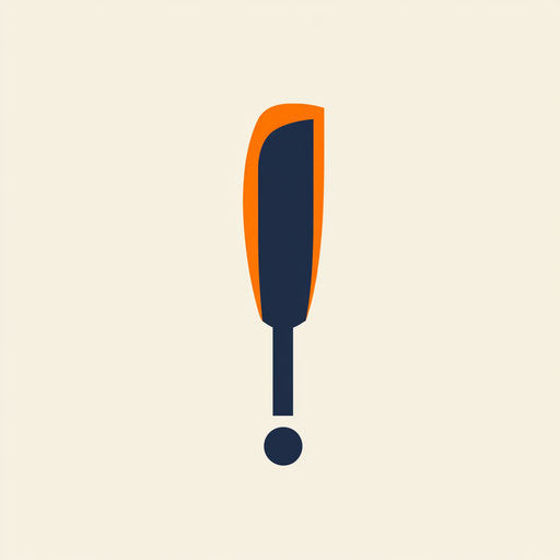 Minimalist cricket logo with sleek cricket bat and ball icon, integrated with refined typography, in a vibrant orange and navy blue color palette, isolated on a flat light gray background.