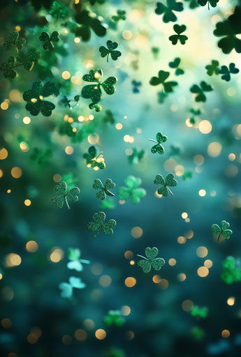 Glittering shamrock background, St. Patrick's Day theme, green colors