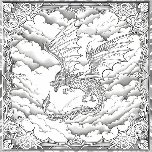 Dragon flying through the clouds​​​​