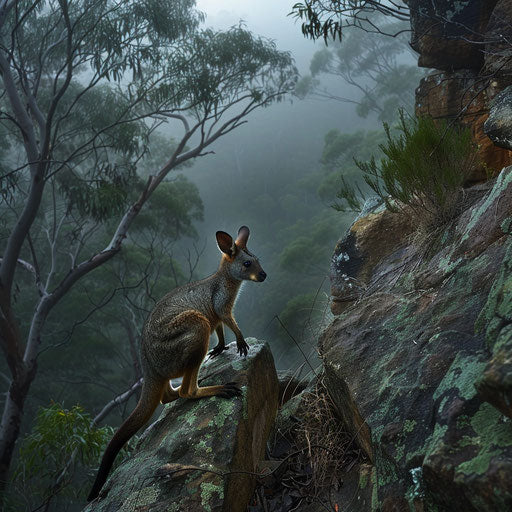 Brush-tailed Rock Wallaby on the narrow ledge