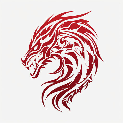 Red dragon tattoo vector, precisionist lines