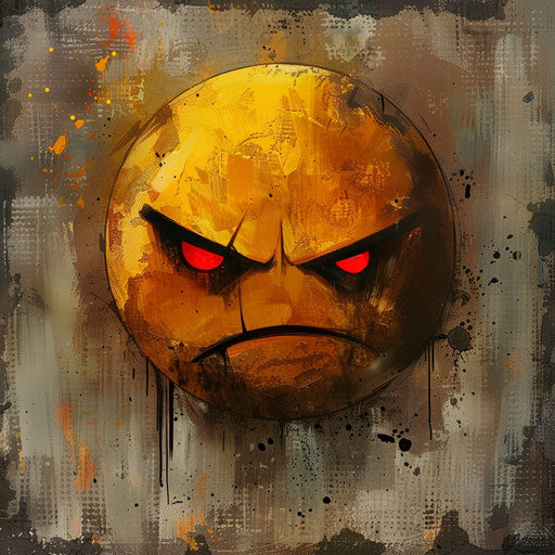 Angry emotion with red eyes, aestheticized violence