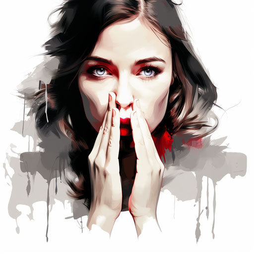 silence clipart in the style of Chiaroscuro Art, on a white background