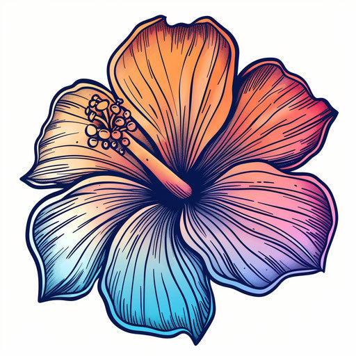 Dynamic flat tattoo sketch of a sunny Hawaiian flower