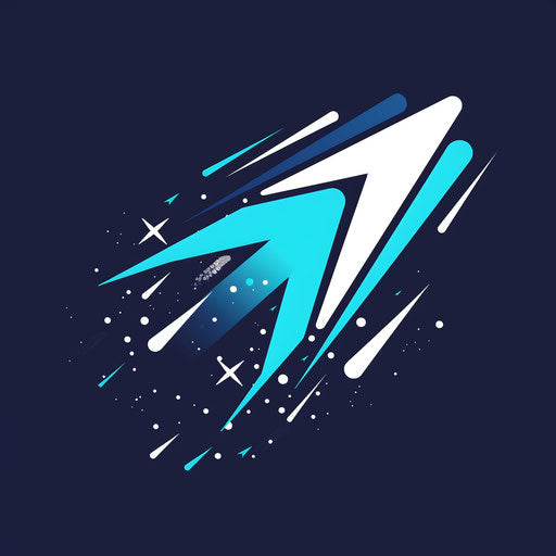 Fitness logo with a dynamic arrow on navy blue background