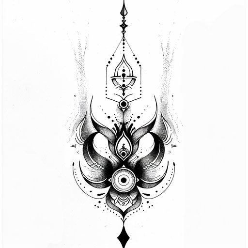 Flat tattoo sketch inspired by tribal motifs for a Sak Yant