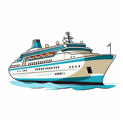 Cruise in Minimalist Style on White Background
