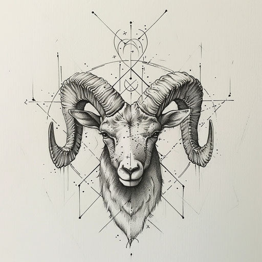 Geometric sketch of Aries constellation tattoo