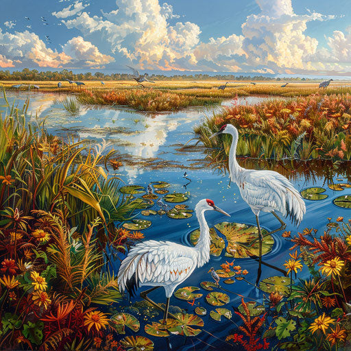 Dynamic ecosystem of a whooping crane habitat during the wet season