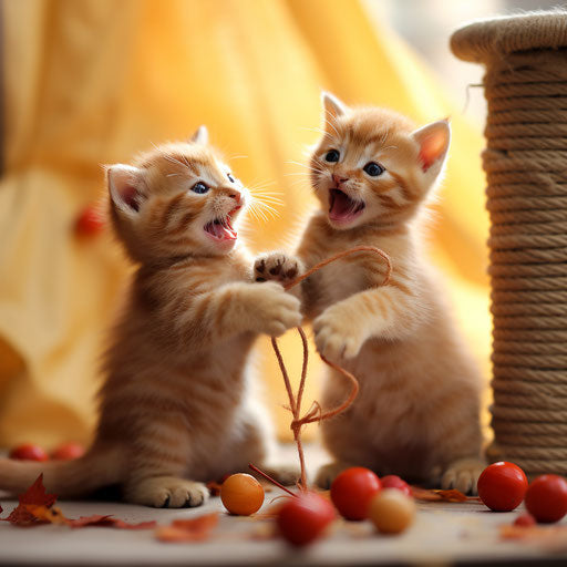 Ginger cat kittens playing