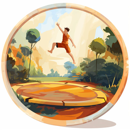 Trampoline clipart in the style of Oil painting, on a white background
