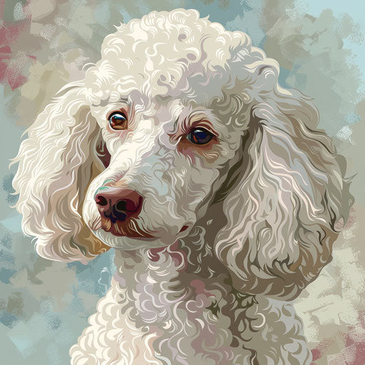 Poodle illustration with vintage filter and delicate lines