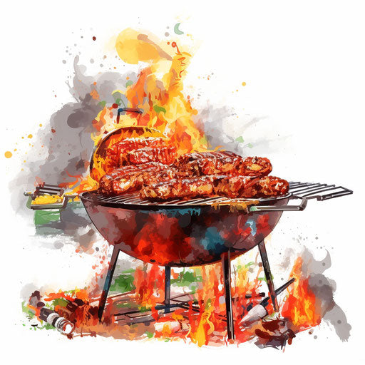 BBQ artwork in the Impressionistic Art style