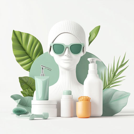 3D self care in photo realistic style with flat white background