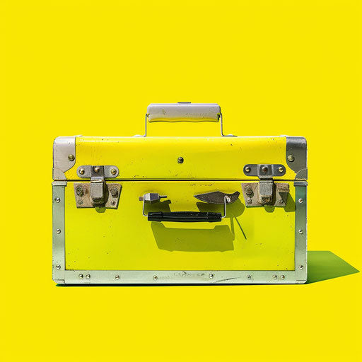 Toolbox clipart on chartreuse background, surreal brightness