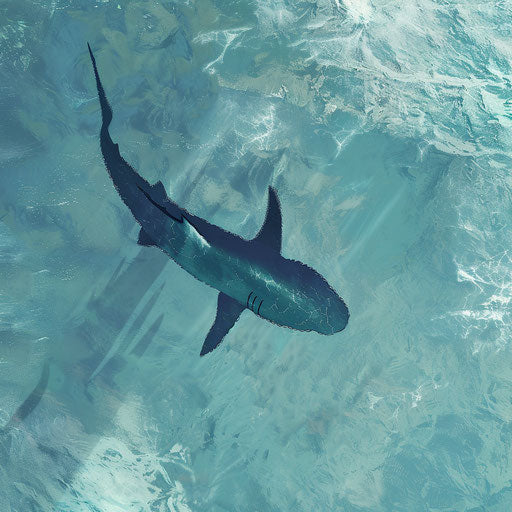 Shark seen from above on the sea floor