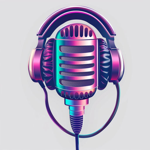 Photo realistic podcast clipart with flat white background