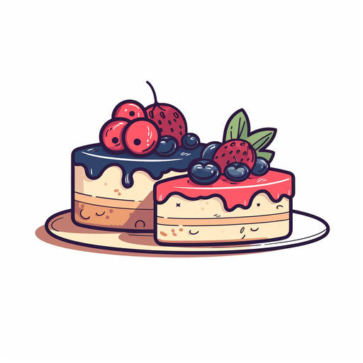 Minimalist style dessert drawing on white background