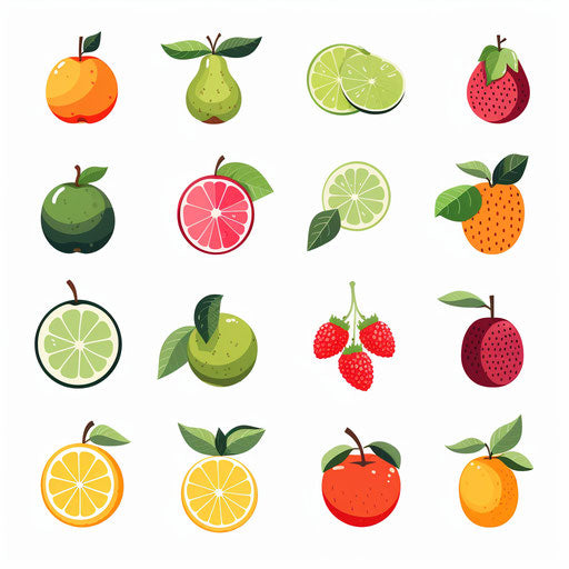 Fruit clipart in Minimalist style, on white background