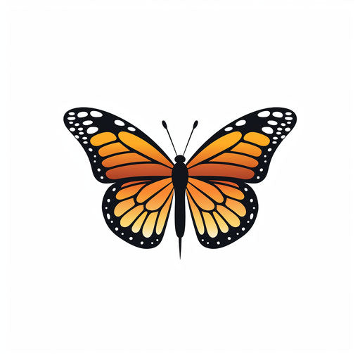 Monarch butterfly in Minimalist style, on white background