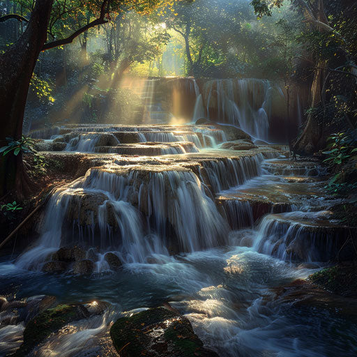 Sticky Waterfall, Thailand, dramatic lighting and shadows