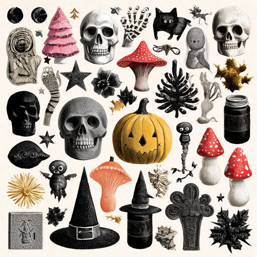 Collage of Spooky and Playful Halloween Elements