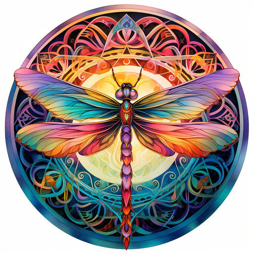 Dragonfly in colorful design, chromatic purity style