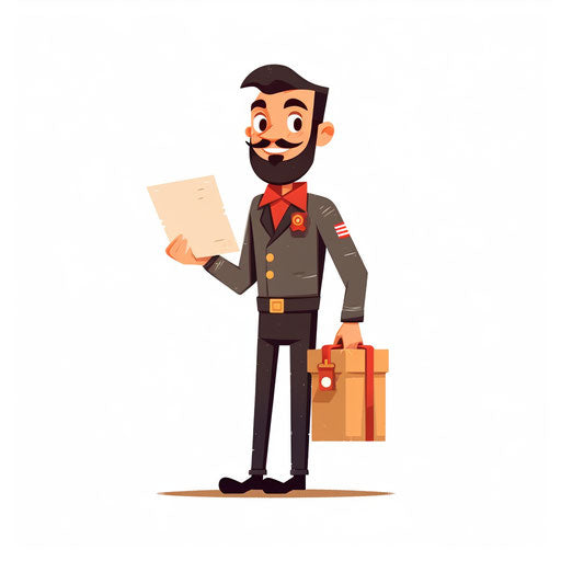 Minimalist style illustration of postman clipart on white background